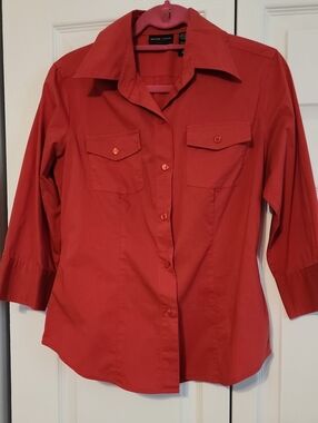 New York & Company Women's Rust Button-Down Shirt